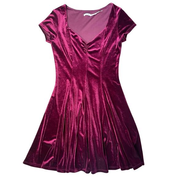 Kimchi Blue Urban Outfitters Maroon Velvet Stretch Sweetheart Mini Dress - XS - Picture 7 of 16